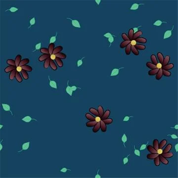 Seamless vector pattern with flowers and leafs Illustrazione stock