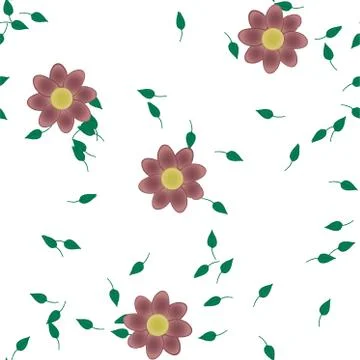 Seamless vector pattern with flowers and leafs Stockillustratie