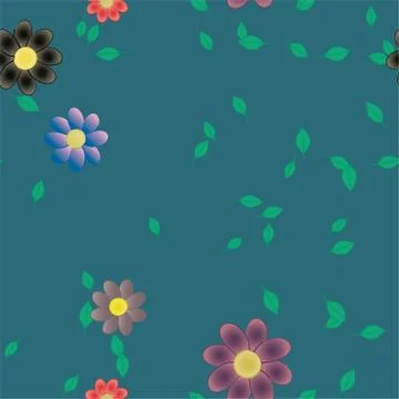 Seamless vector pattern with flowers and leafs 스톡 일러스트