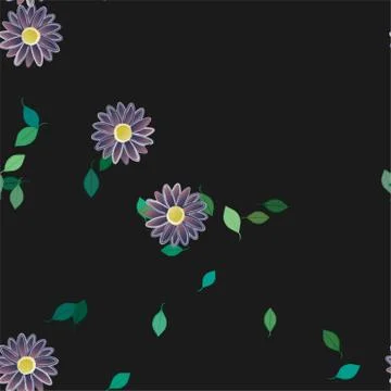 Seamless vector pattern with flowers and leafs Stock Illustration