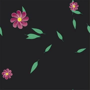 Seamless vector pattern with flowers and leafs Stockillustratie