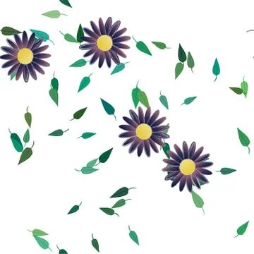 Seamless vector pattern with flowers and leafs 스톡 일러스트