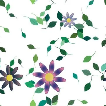 Seamless vector pattern with flowers and leafs 스톡 일러스트