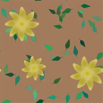 Seamless vector pattern with flowers and leafs 스톡 일러스트