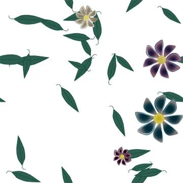 Seamless vector pattern with flowers and leafs 스톡 일러스트
