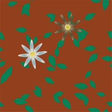 Seamless vector pattern with flowers and leafs 스톡 일러스트