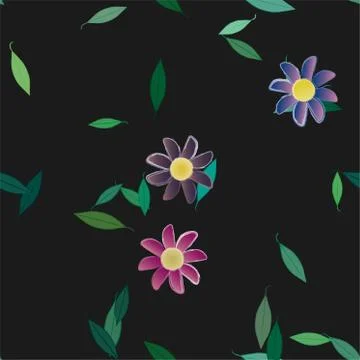 Seamless vector pattern with flowers and leafs 스톡 일러스트