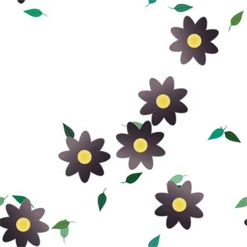 Seamless vector pattern with flowers and leafs Stock Illustration