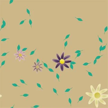 Seamless vector pattern with flowers and leafs 스톡 일러스트