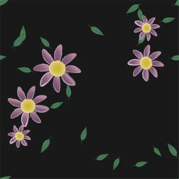 Seamless vector pattern with flowers and leafs 스톡 일러스트