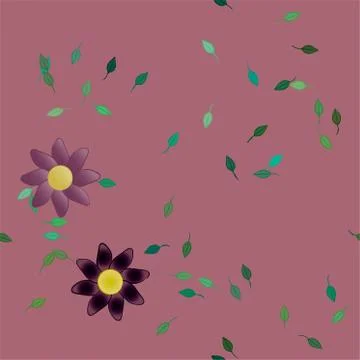 Seamless vector pattern with flowers and leafs Illustrazione stock