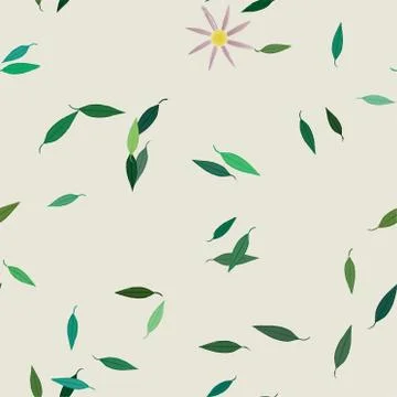 Seamless vector pattern with flowers and leafs Illustrazione stock