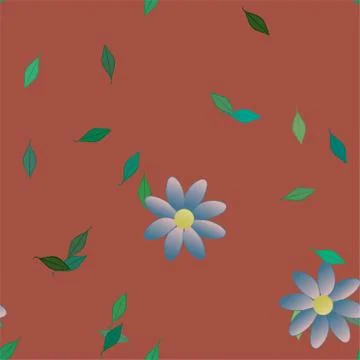 Seamless vector pattern with flowers and leafs 스톡 일러스트