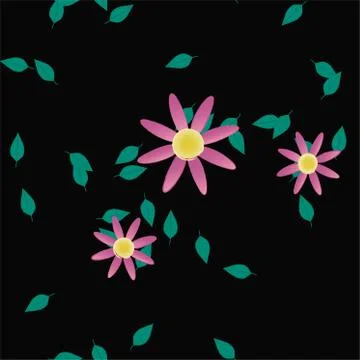 Seamless vector pattern with flowers and leafs 스톡 일러스트