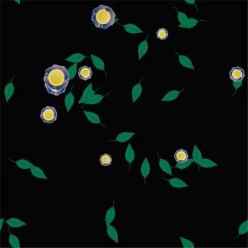 Seamless vector pattern with flowers and leafs Illustrazione stock