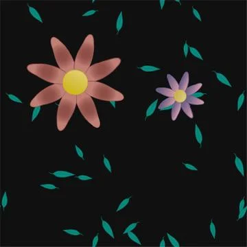 Seamless vector pattern with flowers and leafs Stock Illustration