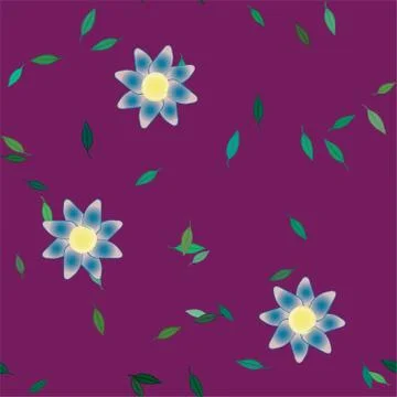 Seamless vector pattern with flowers and leafs Stock Illustration