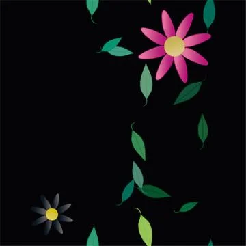 Seamless vector pattern with flowers and leafs 스톡 일러스트