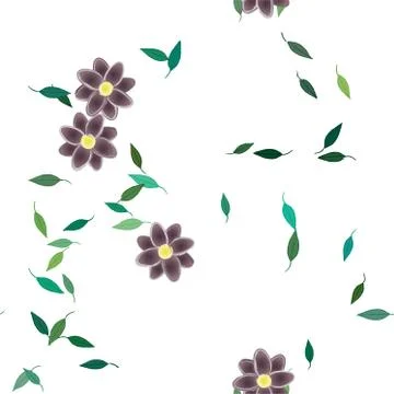 Seamless vector pattern with flowers and leafs 스톡 일러스트