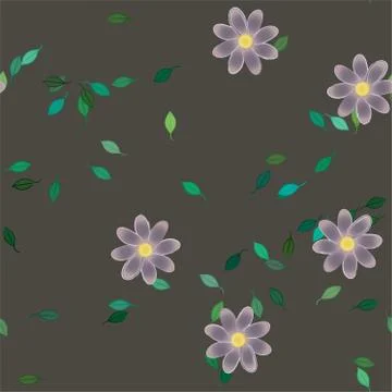 Seamless vector pattern with flowers and leafs 스톡 일러스트