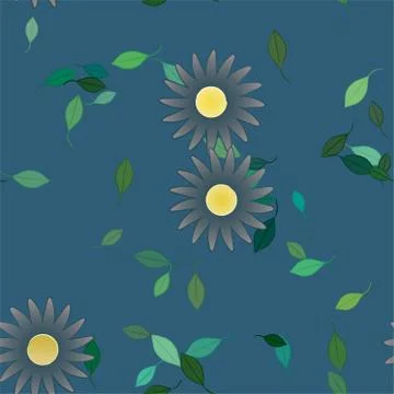 Seamless vector pattern with flowers and leafs 스톡 일러스트