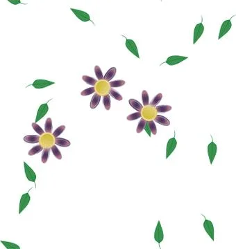 Seamless vector pattern with flowers and leafs Stock Illustration