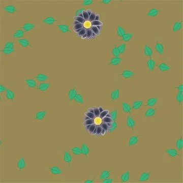 Seamless vector pattern with flowers and leafs 스톡 일러스트