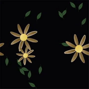 Seamless vector pattern with flowers and leafs Stock Illustration