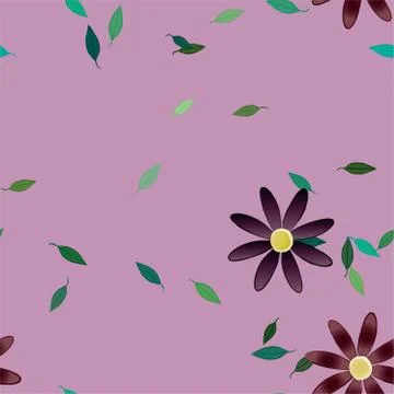 Seamless vector pattern with flowers and leafs Illustrazione stock