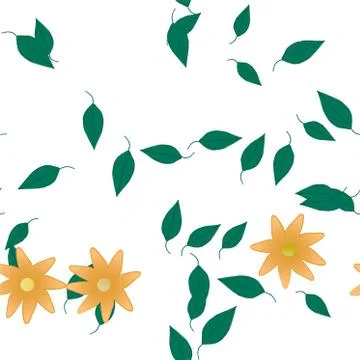 Seamless vector pattern with flowers and leafs Stock Illustration