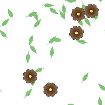 Seamless vector pattern with flowers and leafs Stock Illustration