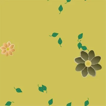 Seamless vector pattern with flowers and leafs Stock Illustration