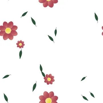 Seamless vector pattern with flowers and leafs Stock Illustration