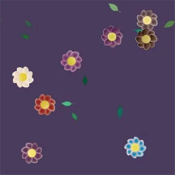 Seamless vector pattern with flowers and leafs Illustrazione stock