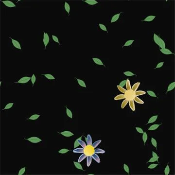 Seamless vector pattern with flowers and leafs Stock Illustration