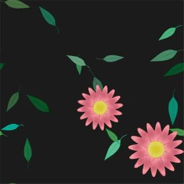 Seamless vector pattern with flowers and leafs 스톡 일러스트