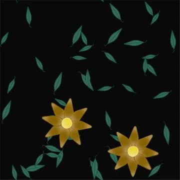 Seamless vector pattern with flowers and leafs 스톡 일러스트