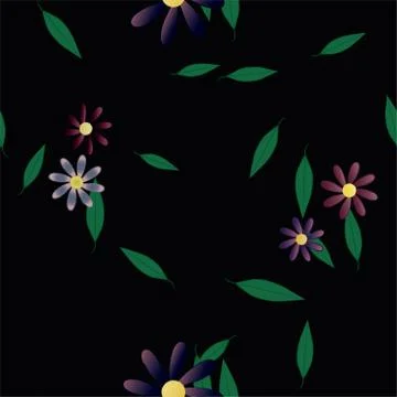 Seamless vector pattern with flowers and leafs 스톡 일러스트