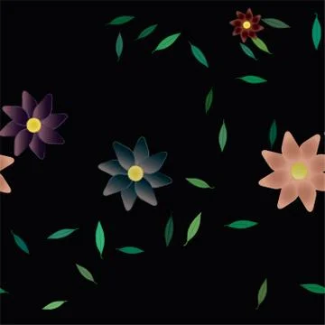 Seamless vector pattern with flowers and leafs Illustrazione stock