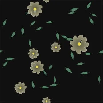 Seamless vector pattern with flowers and leafs 스톡 일러스트
