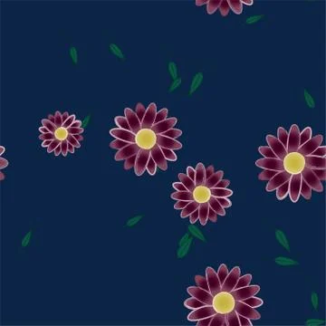 Seamless vector pattern with flowers and leafs 스톡 일러스트