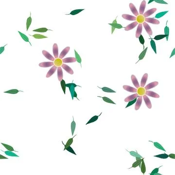 Seamless vector pattern with flowers and leafs Illustrazione stock