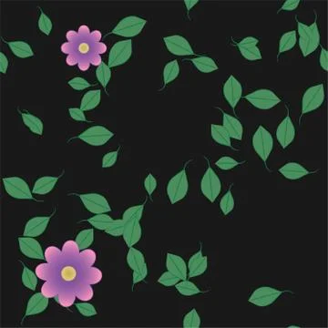 Seamless vector pattern with flowers and leafs Illustrazione stock
