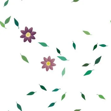 Seamless vector pattern with flowers and leafs Stock Illustration