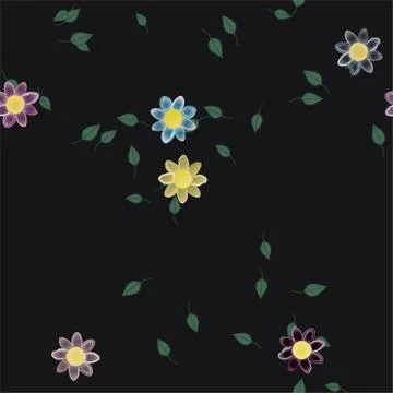 Seamless vector pattern with flowers and leafs Stock Illustration