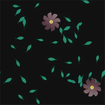 Seamless vector pattern with flowers and leafs Stock Illustration