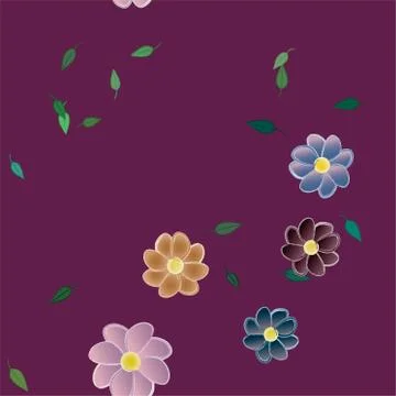 Seamless vector pattern with flowers and leafs 스톡 일러스트
