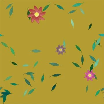 Seamless vector pattern with flowers and leafs 스톡 일러스트