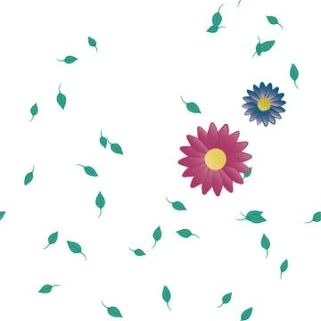 Seamless vector pattern with flowers and leafs 스톡 일러스트