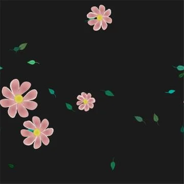 Seamless vector pattern with flowers and leafs 스톡 일러스트